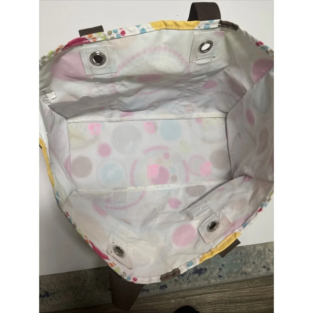 Thirty One 31 Organizing Utility Tote Bag Outer Pockets Colorful Polka Dots